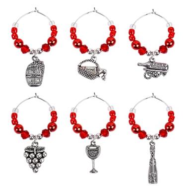 Imagem de wonlex Conjunto de marcadores para taças de vinho, 6/8/12, amuletos de vinho de identificação para taças de haste, etiqueta de nome de vinho para festa de degustação de despedida de solteira,