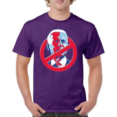 Imagem de Camiseta No Biden Anti Sleepy Joe Republican President Pro Trump 2024 MAGA FJB Lets Go Brandon Deplorable Camiseta masculina, Roxa, G