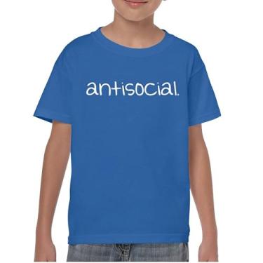 Imagem de Camiseta juvenil antissocial engraçada humor introvertido pessoas sugam ficar em casa anti social clube social sarcástico crianças geek, Azul, G