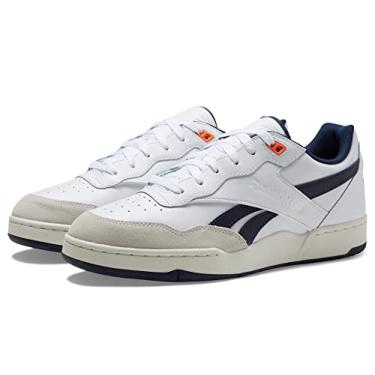 Imagem de Reebok Tênis de basquete unissex BB 4000 II, branco/vetor azul marinho/giz, 43 masculino, Branco/vetor azul marinho/giz, 13 Women/11.5 Men