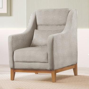 Imagem de Poltrona Encosto Alto Bouclé Áquila 101x71cm Cinza