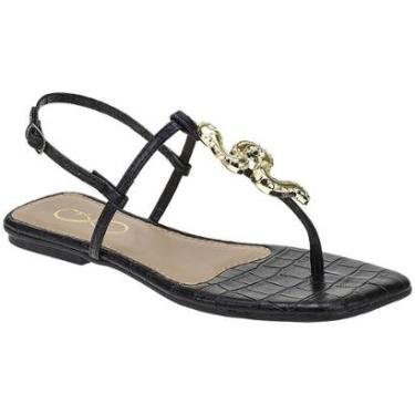 Imagem de Sandália Rasteira Dedo Croco Aplique Cobra-Feminino