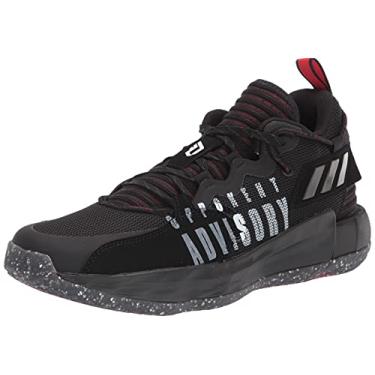 Imagem de adidas Tênis de basquete unissex Dame 7 Deep ply, Preto/branco/vermelho vívido, 8 Women/8 Men