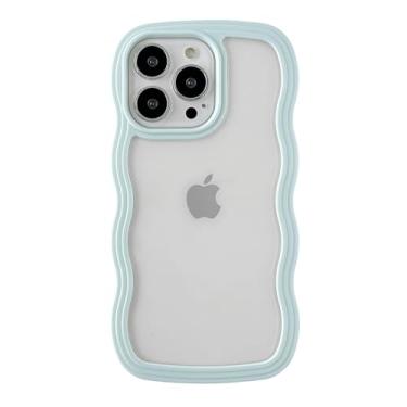 Imagem de Caseative Capa para iPhone 13 Pro, linda capa de celular macia à prova de choque com moldura ondulada (verde)