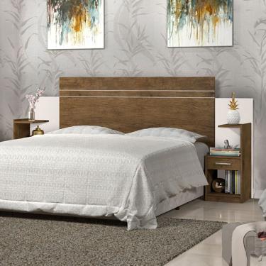 Imagem de Cabeceira Extensível Moana 2 Gavetas Flex Jequitibá/Off White - J&a Móveis