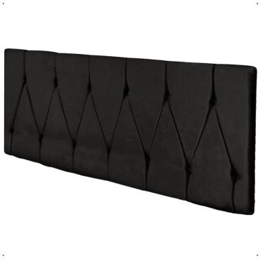 Imagem de Cabeceira Parede Capitonê Estofado Suede Cama Box Queen 1,60 Quarto Casal Decoração Retrô - Preto - RPM
