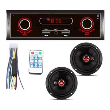 Imagem de Kit 2 Auto Falante 6 Polegadas Foxer + Radio Mp3 3 Usb Sd Fm - First O