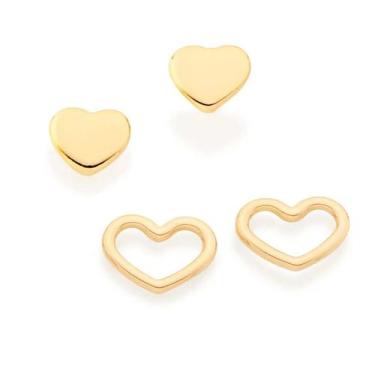 Imagem de Conjunto rommanel kit 2 brincos banhado ouro 3x 24k 18k e 22k  feminin