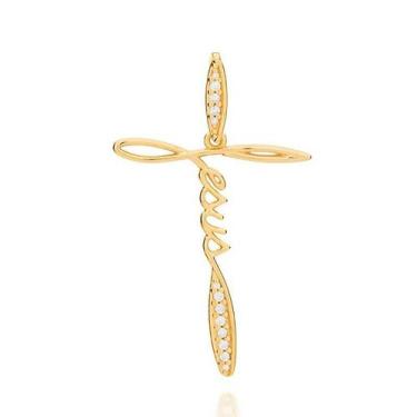 Imagem de Pingente banhado ouro 3x 24k 18k e 22k  feminino jesus com zircônias r
