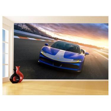 Imagem de Papel De Parede 3D Carro Ferrari Azul Escuro 3,5M Car145 - Você Decora