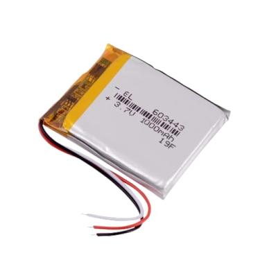 Imagem de Bateria Recarregável de 3,7V 1000mAh, 3 Fios, 6mm de Espessura, 34mm de Largura, 43mm de Comprimento