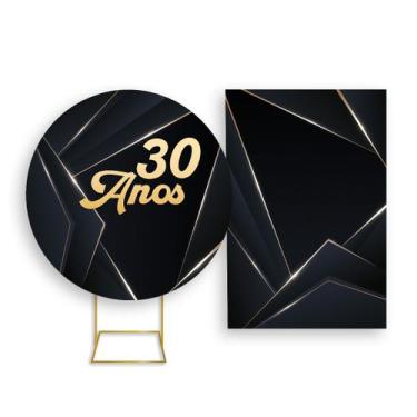 Imagem de Painel De Festa Redondo 1,50x1,50 + Painel Vertical 1,50x2,20 - Preto 
