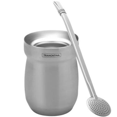 Imagem de Kit Cuia Térmica Tramontina em Aço Inox + Bomba de Chimarrão - Tramont