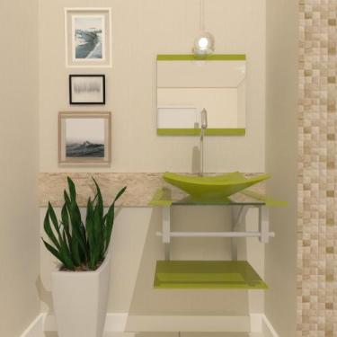 Imagem de Gabinete de Vidro Para Banheiro 45cm Com Cuba Quadrada - Cubas e Gabin