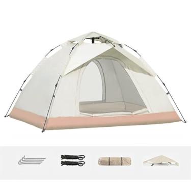 Imagem de Barraca de acampamento para 3 pessoas, barraca pop-up instantânea para acampamento, impermeável, à prova de vento, UV, para caminhadas, acampamento, praia, aventura, festa do pijama (branca)
