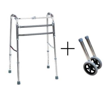 Imagem de Kit 2 Rodas + Andador D10 Alumínio Dobrável Articulado Della - DELLAME