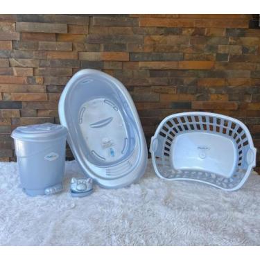 Imagem de Banheira bebê 22 L  Cesto roupa e Lixeira Quarto Saboneteira infantil 