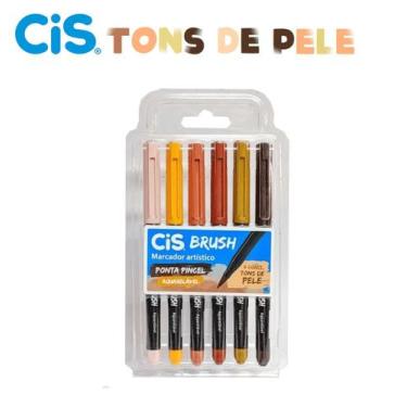 Imagem de Marcador Aquarelavel Cis Brush c/ 6 Tons de Pele