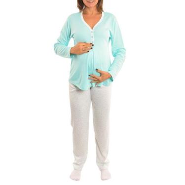 Imagem de Pijama feminino para o inverno gestante ESPECIAL Victory, P, Verde