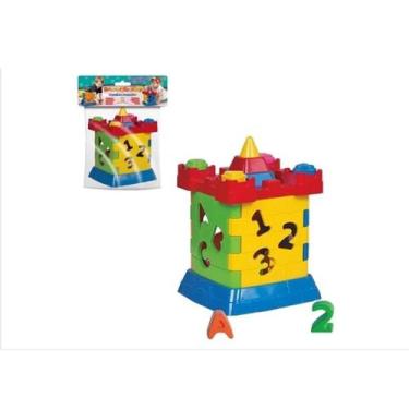 Imagem de Castelinho Cubo Peças Educativas Encaixar Brinquedo Infantil - Brincar