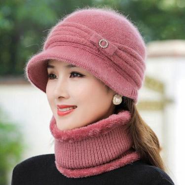 Imagem de Chapéu De Inverno Feminino Pele Forrado Com  Cachecol - ElaShopp