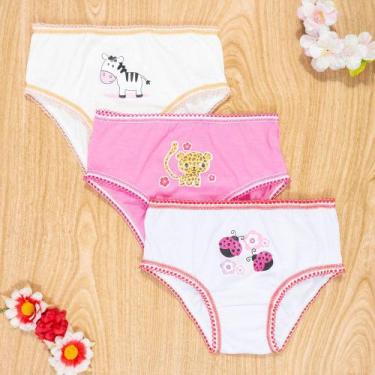 Imagem de Kit Calcinha 3 Peças Infantil Aplique Estampinha e Cores Sortidas - VO