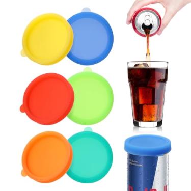 Imagem de Aieve Tampas de silicone para latas de refrigerante, tampas de latas reutilizáveis para refrigerantes, refrigerantes, cocas, bebidas, serve para mini latas padrão finas (pacote com 6, sortidas, livre