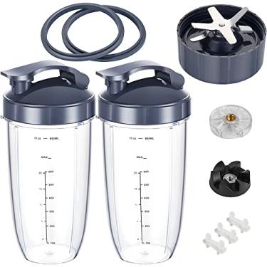 Imagem de Peças de reposição para copos de 946 ml e tampas flip top to go e lâmina extrator de peças compatíveis com liquidificadores NutriBullet 600W/900W (12 peças)