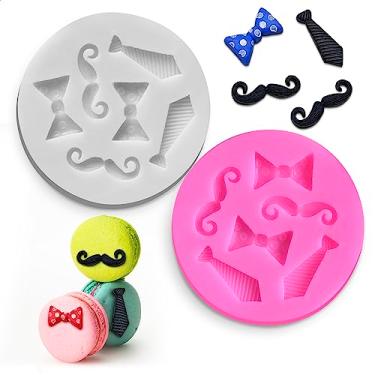 Imagem de 2 peças de mini molde de flocos de silicone para barba e chocolate da MOMOONNON, rosa e cinza