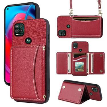 Imagem de Furill Capa de telefone para Moto G Stylus 5G 2021 capa carteira com alça de ombro transversal e porta-cartão de crédito de couro bolso fino suporte acessórios para celular Motorola GStylus G5