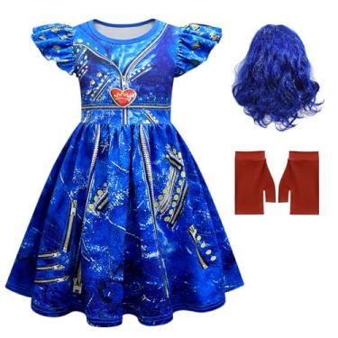 Imagem de Aotekids Fantasia de princesa para meninas, vestido de cosplay, roupa de festa chique, roupa de aniversário, azul, Azul, 11-12 Anos