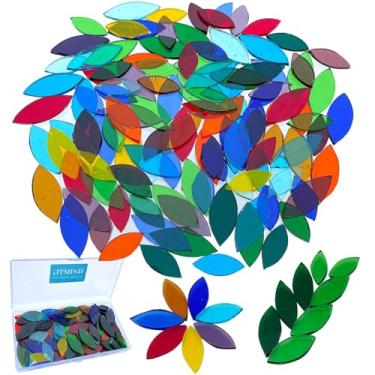 Imagem de LITMIND 120 peças de pétalas transparentes de vidro de mosaico de cores sortidas, azulejos de mosaico de vitrais cortados à mão para artesanato - Ideal para arte e decoração em mosaico