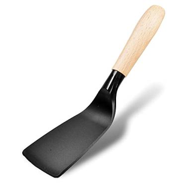Imagem de Seki Japan Stylish Kitchen Tool, Flexible Non Stick Heat Resistant Nylon Spatula, Wooden Handle Cooking Curved Turner for Salada, Fish, Eggs, Panakes