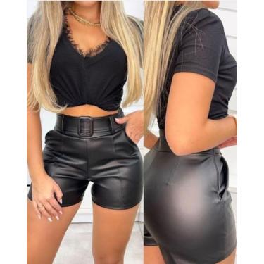 Imagem de Short Shortinho Ecologico Social Cinto Feminino cirre - M & K Shop, Pr
