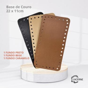 Imagem de KIT 3 Fundos de Bolsas em Couro para Crochê Tamanho 22 x 11cm (1 Preto