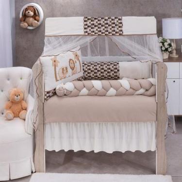 Imagem de Kit de Berço Baby Zoo Completo 09 Peças Enxoval Quarto de Bebê Cor Beg