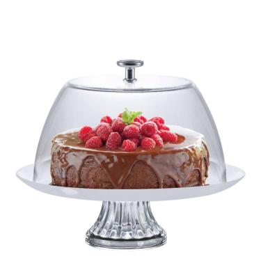 Imagem de Boleira de Vidro White com Pé e Tampa Opaline M para Bolos