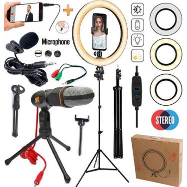 Imagem de Ring Light Iluminador Led Anel Tripé Profissional Completo Suporte Cel