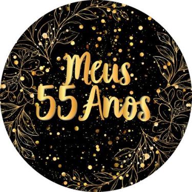Imagem de Painel De Festa Redondo 1,50x1,50 - Fundo Preto Folhagens e Brilhos Me