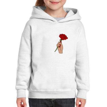 Imagem de Moletom Infantil A Rose for you - Foca na Moda, Branco, 4
