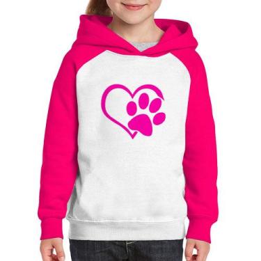 Imagem de Moletom Infantil Coração Patinha Rosa - Foca na Moda, Branco, Rosa, 14