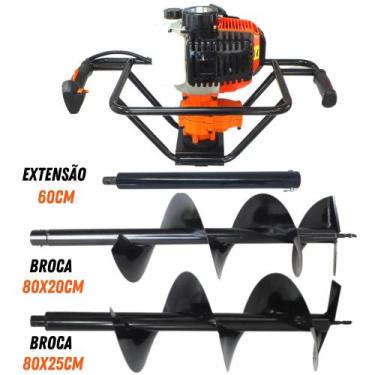 Imagem de KIT Perfurador de Solo Vulcan VPS520 2T 52CC 2,5CV Broca 80x20cm + Bro
