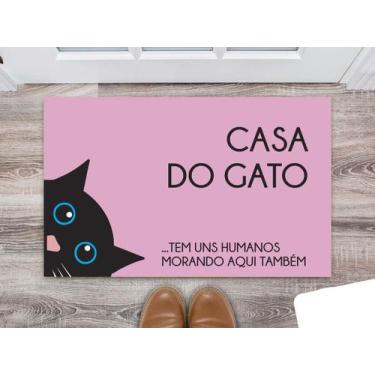 Imagem de Tapete Capacho Decorativo Entrada Porta Sala Casa do Gato (tem uns hum