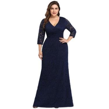 Imagem de Vestido Longo Plus Size Madrinha Renda Festa Formatura Civil - ShoopWe