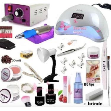 Imagem de Kit Acrigel Unha Fibra Completo Kit Unhas Cabine Lixa Motor - OEM