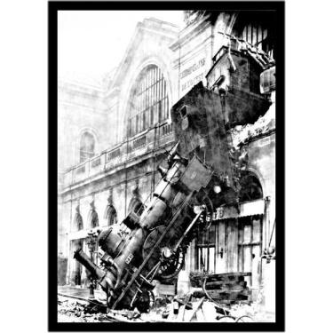 Imagem de Quadro Decorativo Trem Locomotiva Paris (1895) Salas Quartos Escritóri