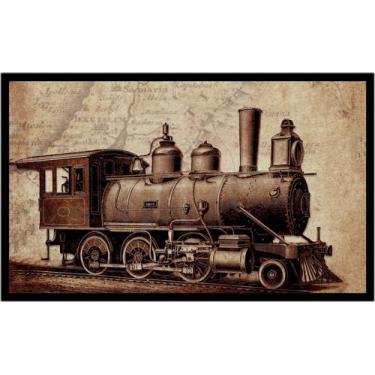 Imagem de Quadro Decorativo Trem Locomotiva Máquinas Vintage Salas Escritórios C