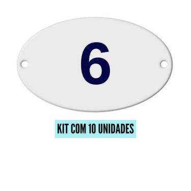 Imagem de Kit Com 10 Números Oval PVC  Numerador 1 ao 20 - Danti, Número 6 - 10 