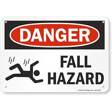 Imagem de SmartSign S2-0661-PL-10 Placa "Perigo - Perigo de queda" | Plástico de 17,78 cm x 25,4 cm