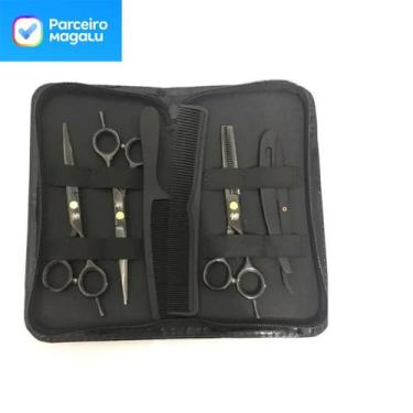 Imagem de Kit 3 Tesoura Fio Laser Fio Navalha Desfiadeira + Navalha + Estojo - O